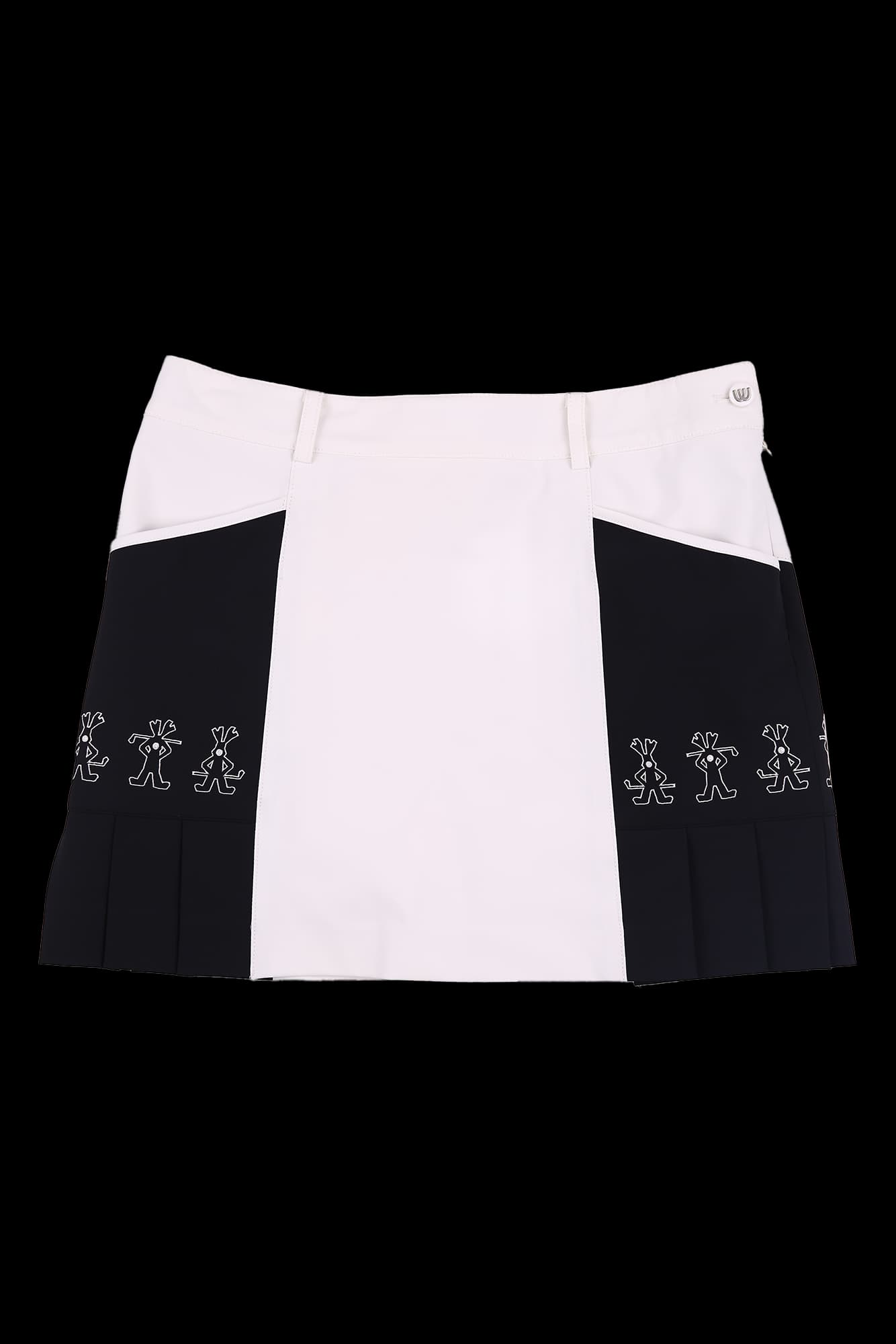 배색 플리츠 큐롯스커트