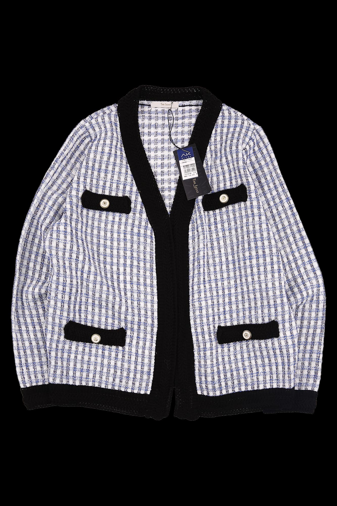 [새상품] 체크 배색 가디건