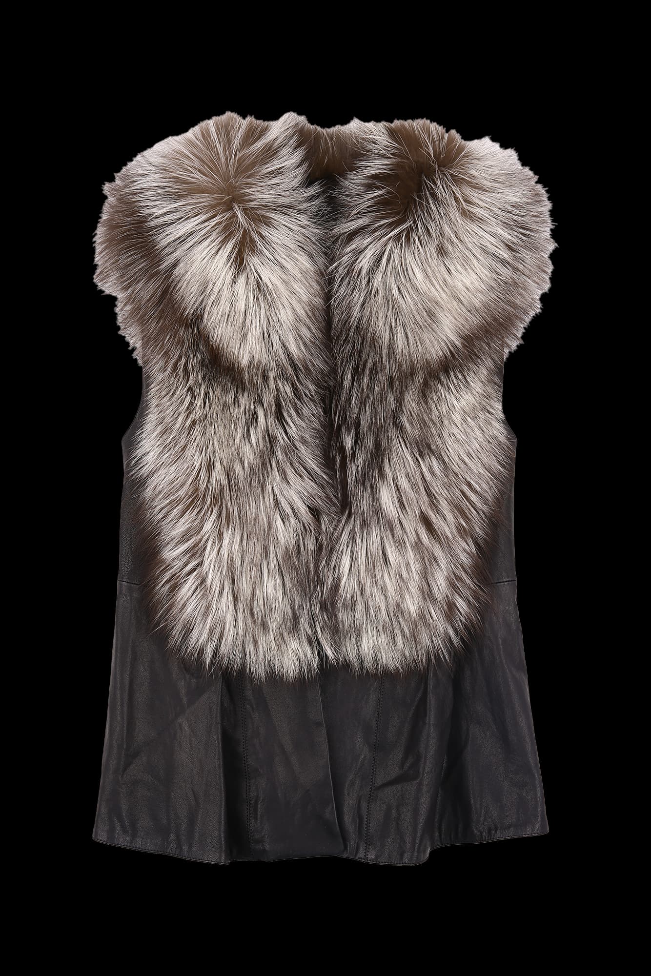 퍼 가죽 민소매