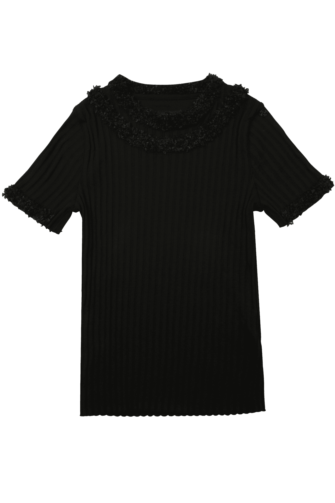 프릴 포인트 골지 니트 반팔