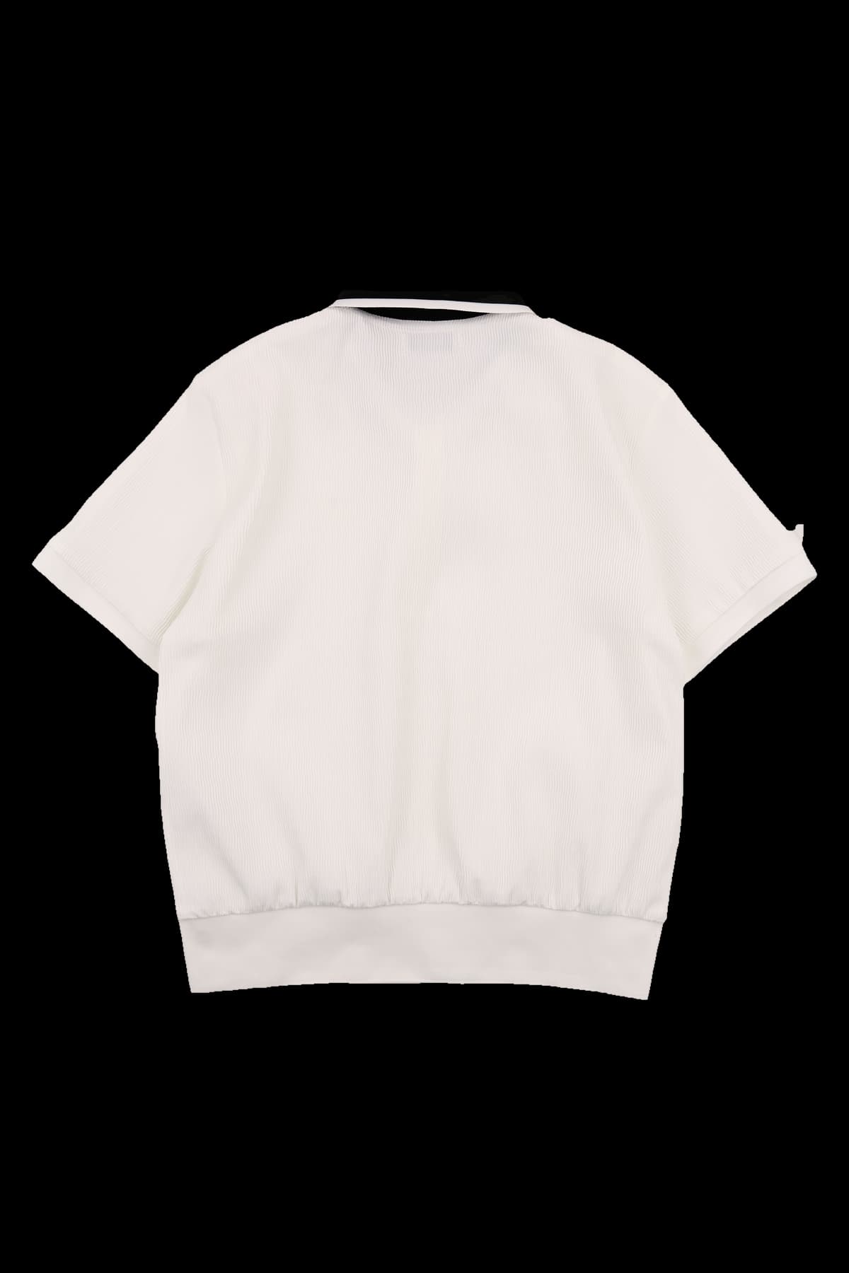 카라 배색 하프 집업 반팔 티셔츠