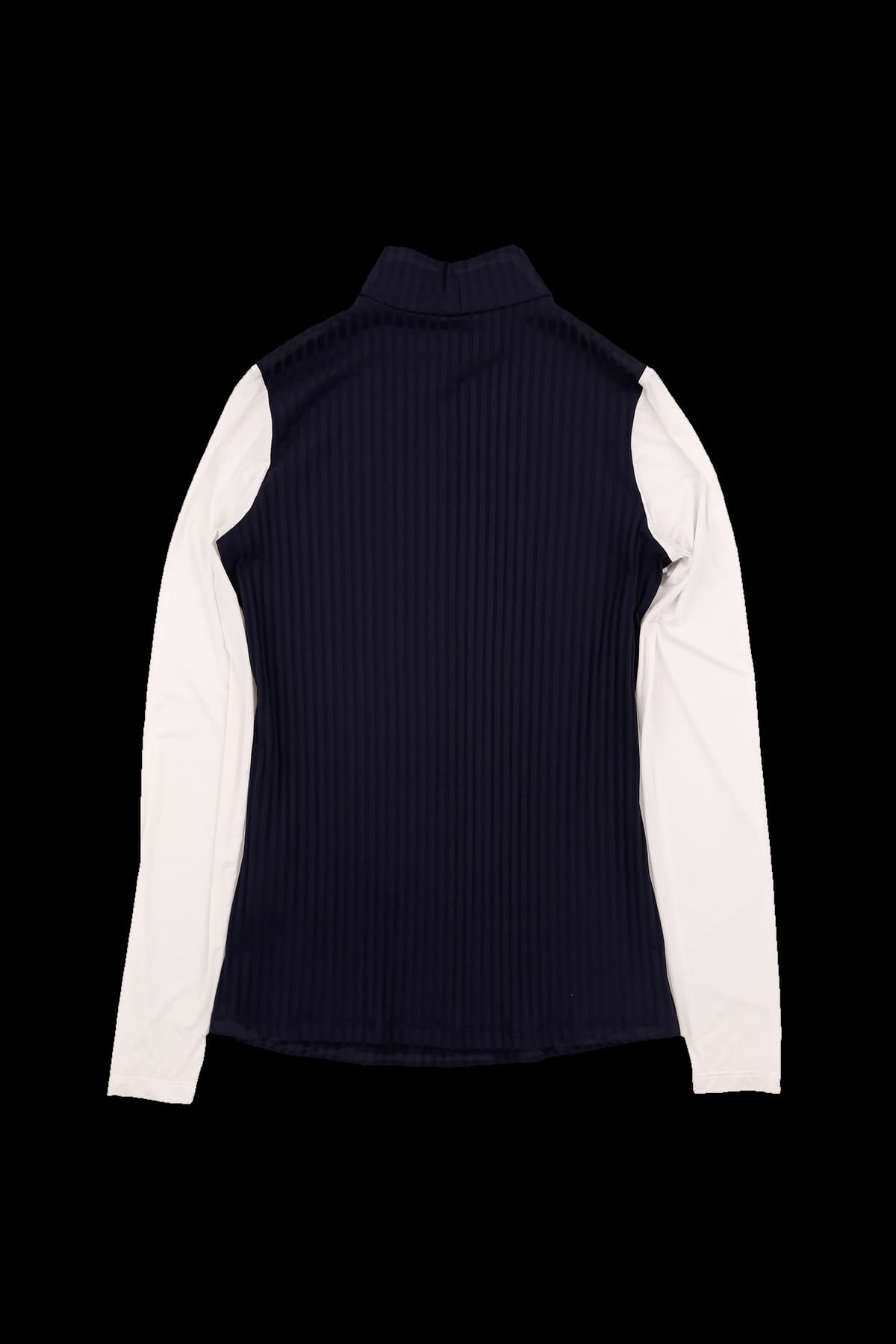 골지 배색 하프넥 긴팔 티셔츠