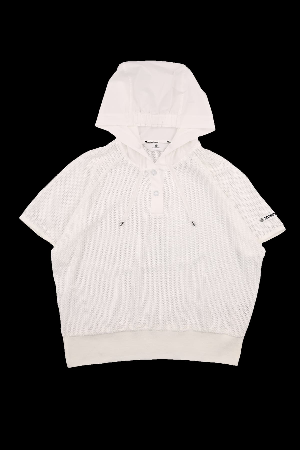 메쉬 후드 반팔 티셔츠