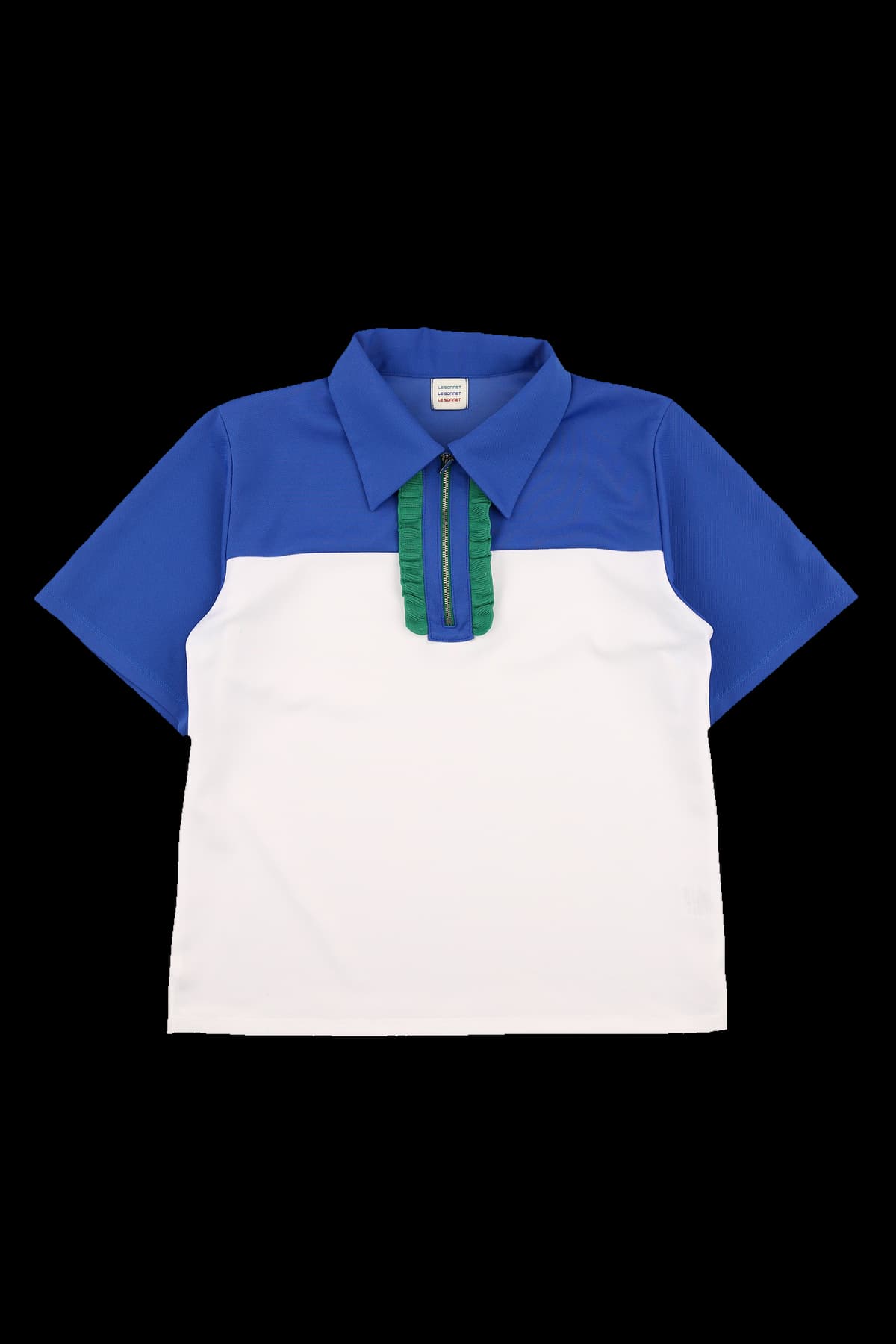 배색 반팔 카라티