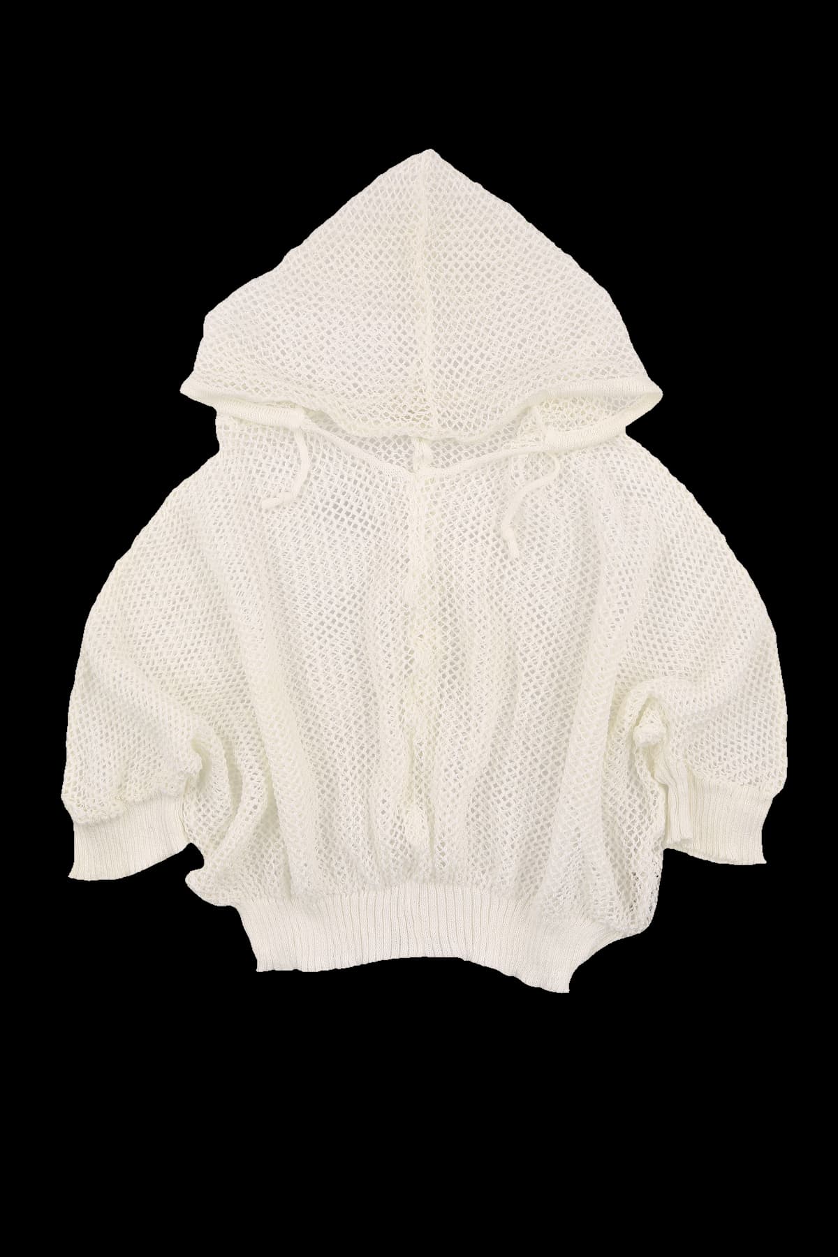 메쉬 후드 반팔 니트