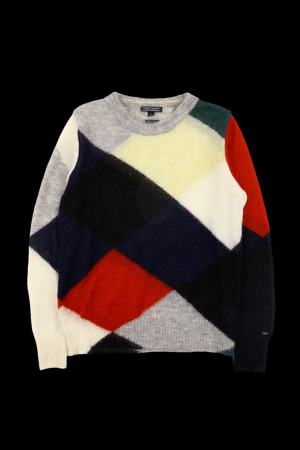 알파카 컬러 블록 긴팔 니트