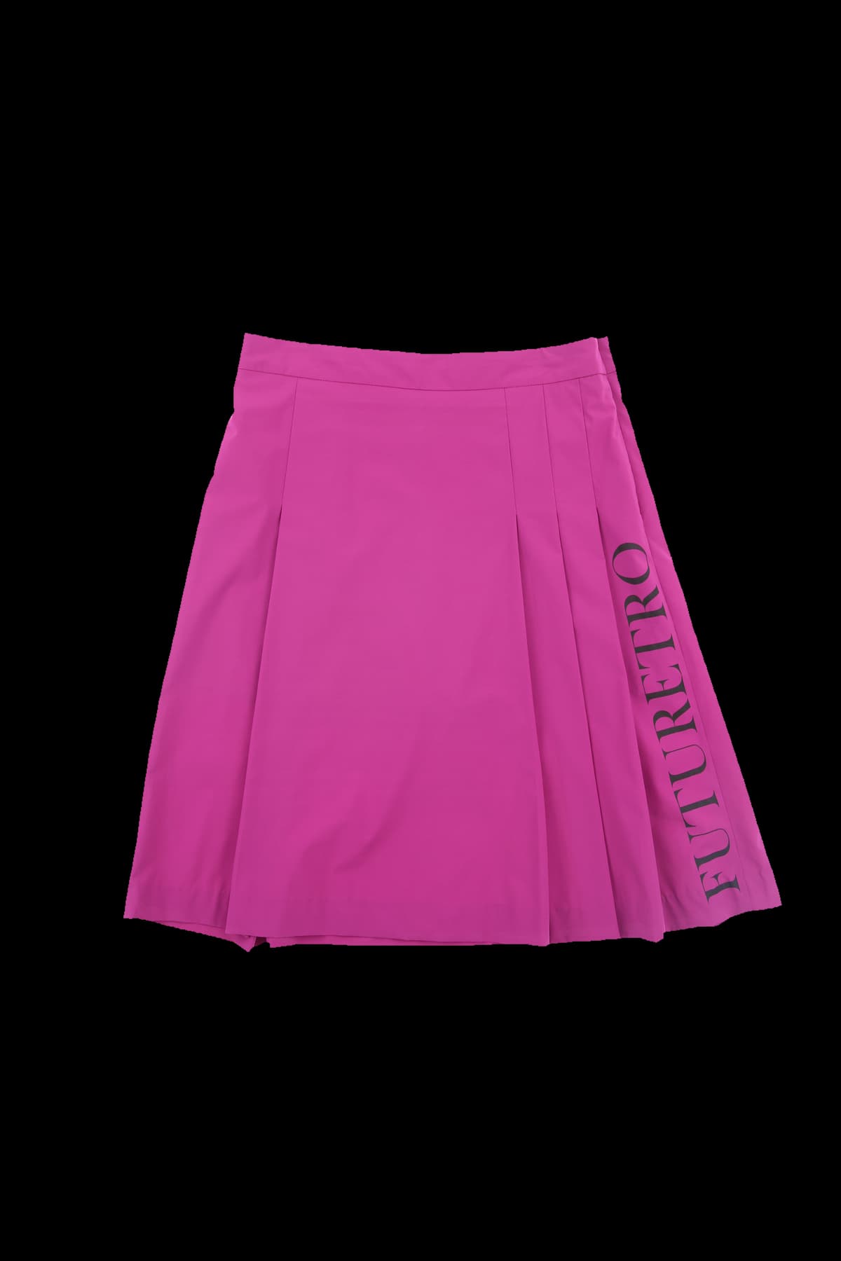 로고 프린팅 플리츠 미디 스커트