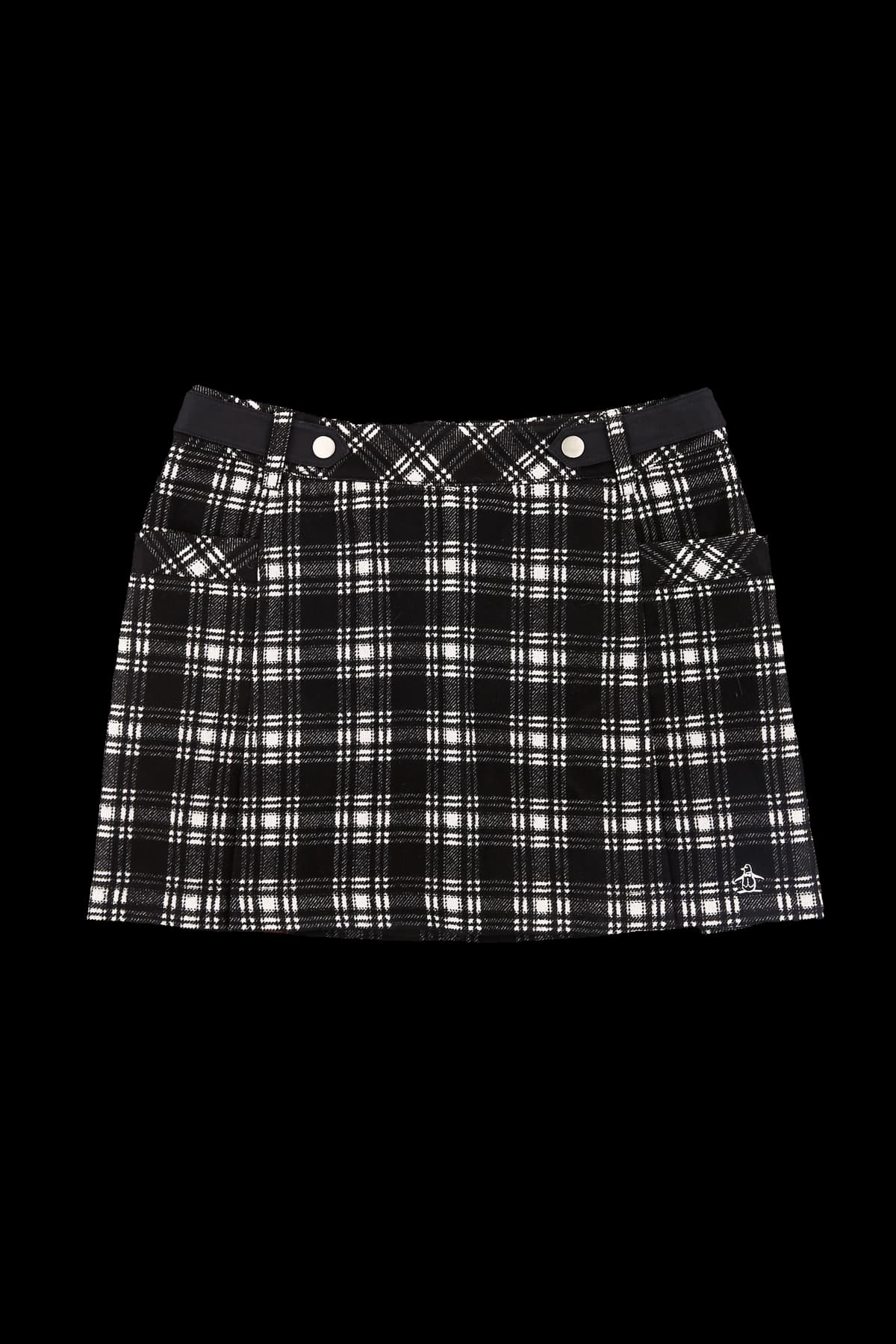 배색 플리츠 체크 스커트