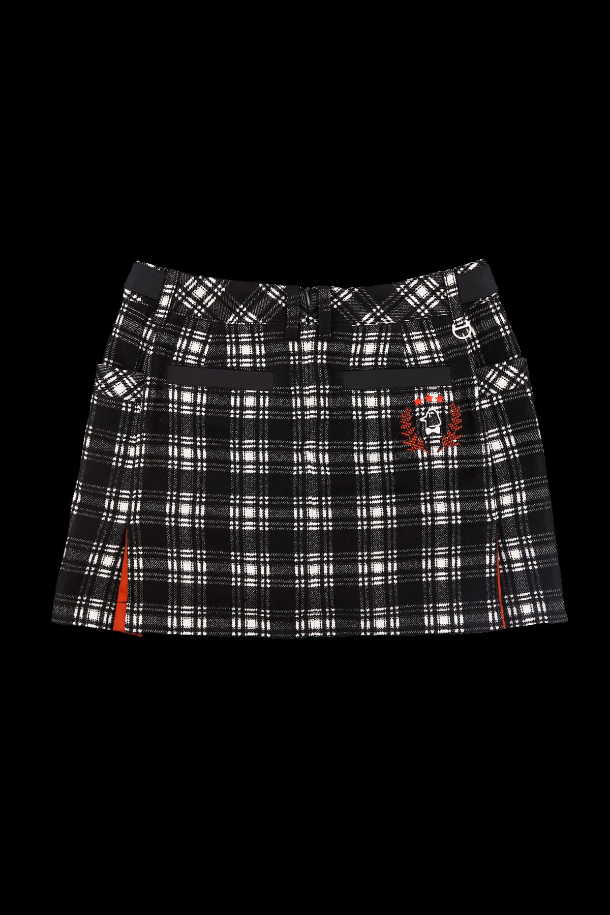 배색 플리츠 체크 스커트