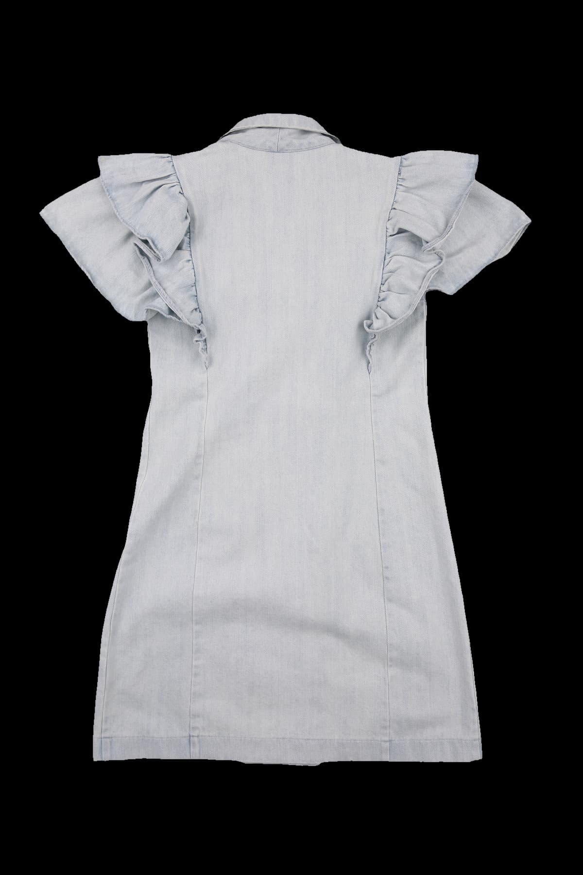 더블 버튼 프릴 데님 원피스