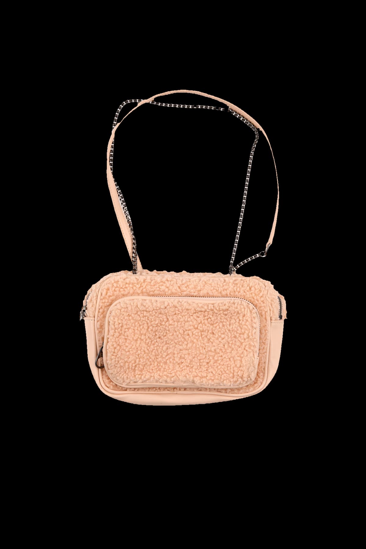 부클 레더 체인 미니 크로스백