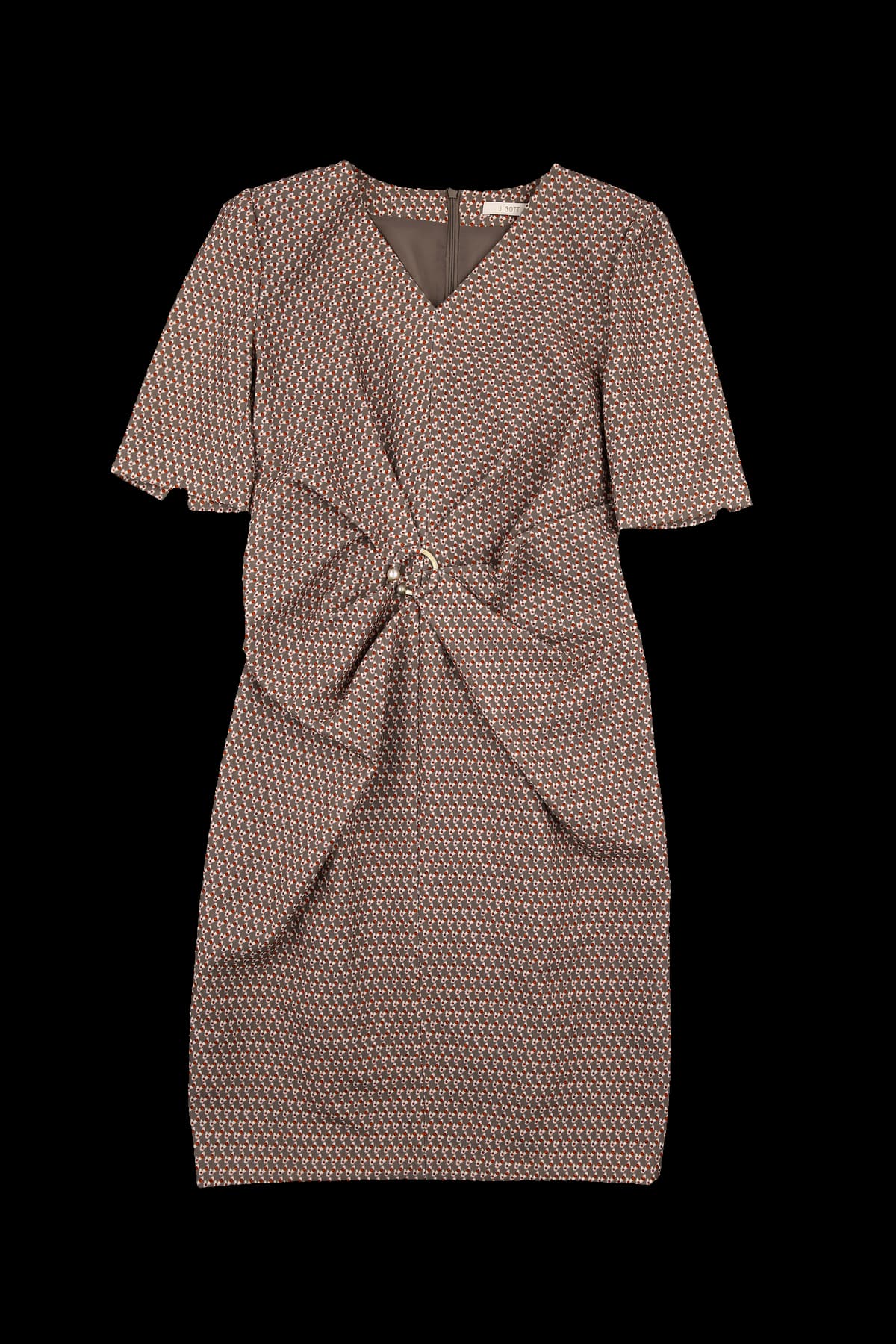 패턴 셔링 반팔 원피스