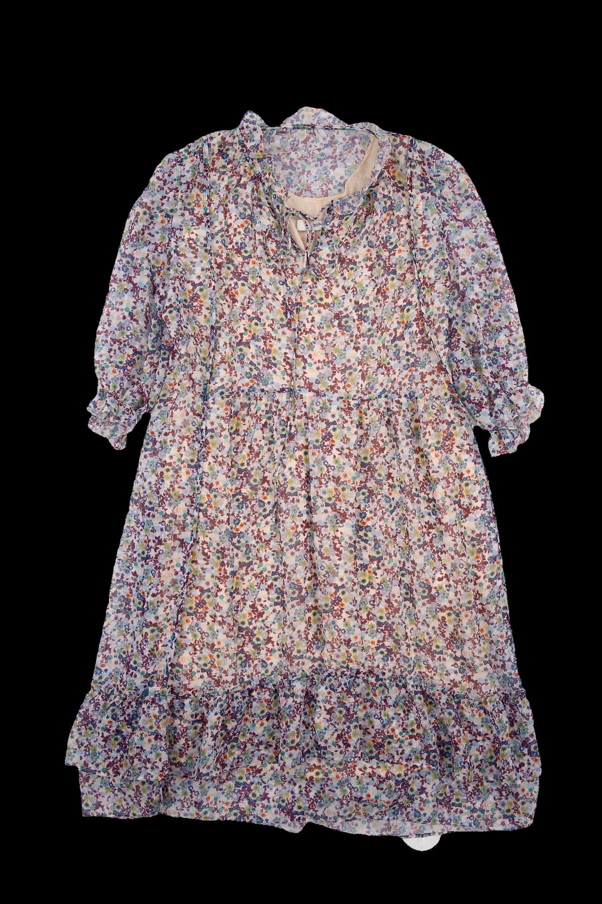 쉬폰 프린팅 프릴 원피스