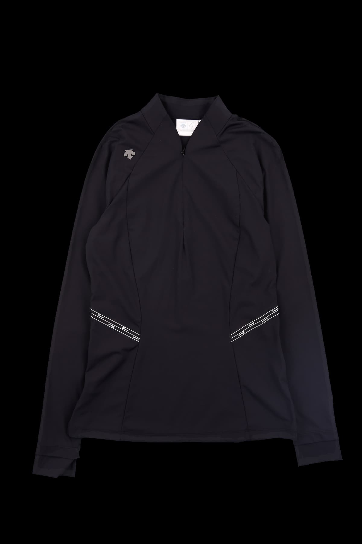 라인 절개 하프 집업 긴팔 티셔츠