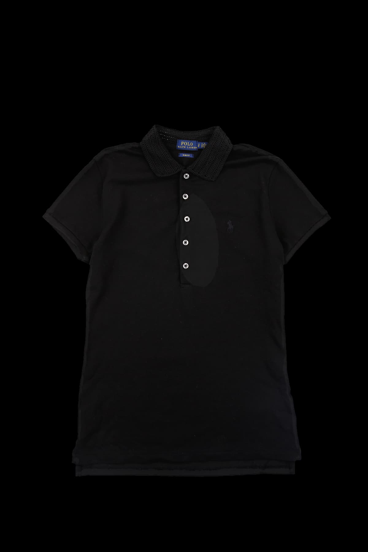 슬림핏 니트조직 카라 반팔 티셔츠 