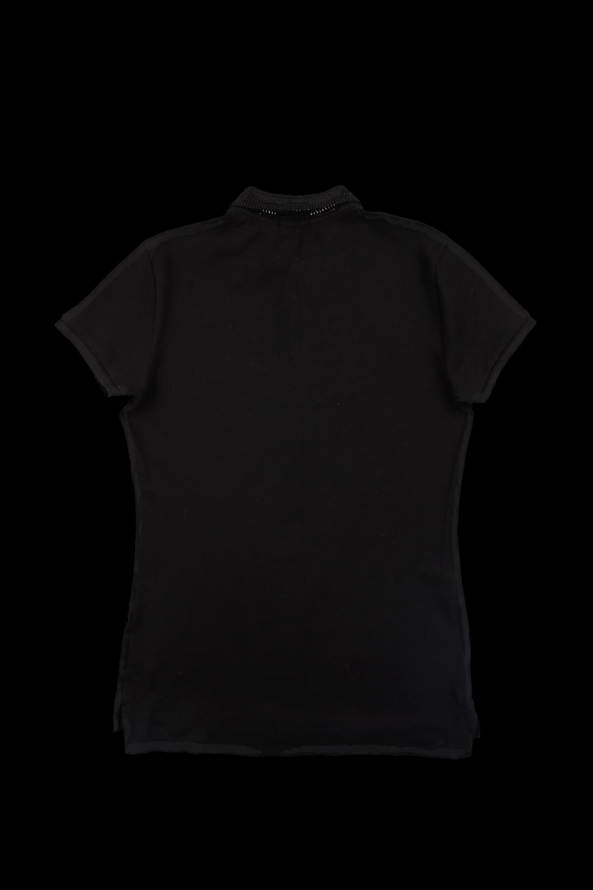 슬림핏 니트조직 카라 반팔 티셔츠 