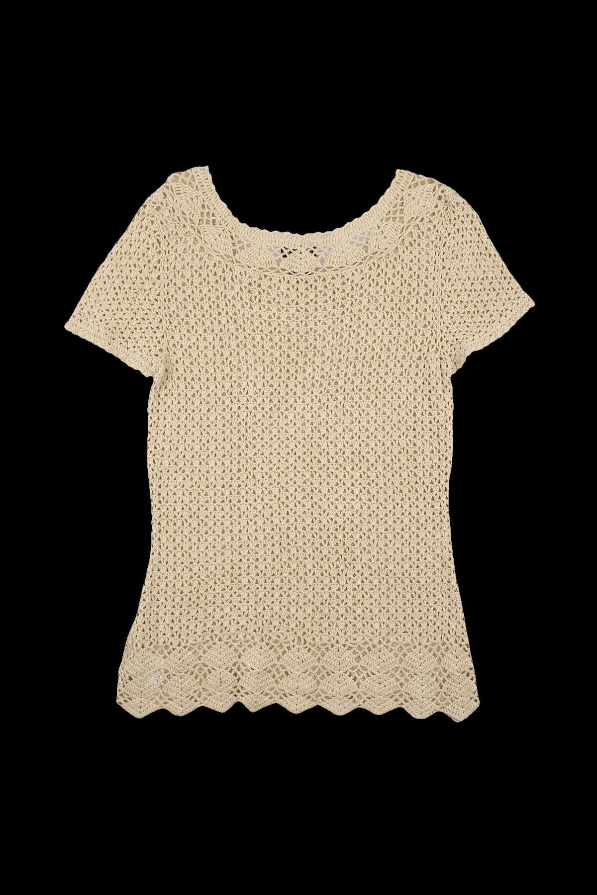 크로쉐 리넨 반팔 니트