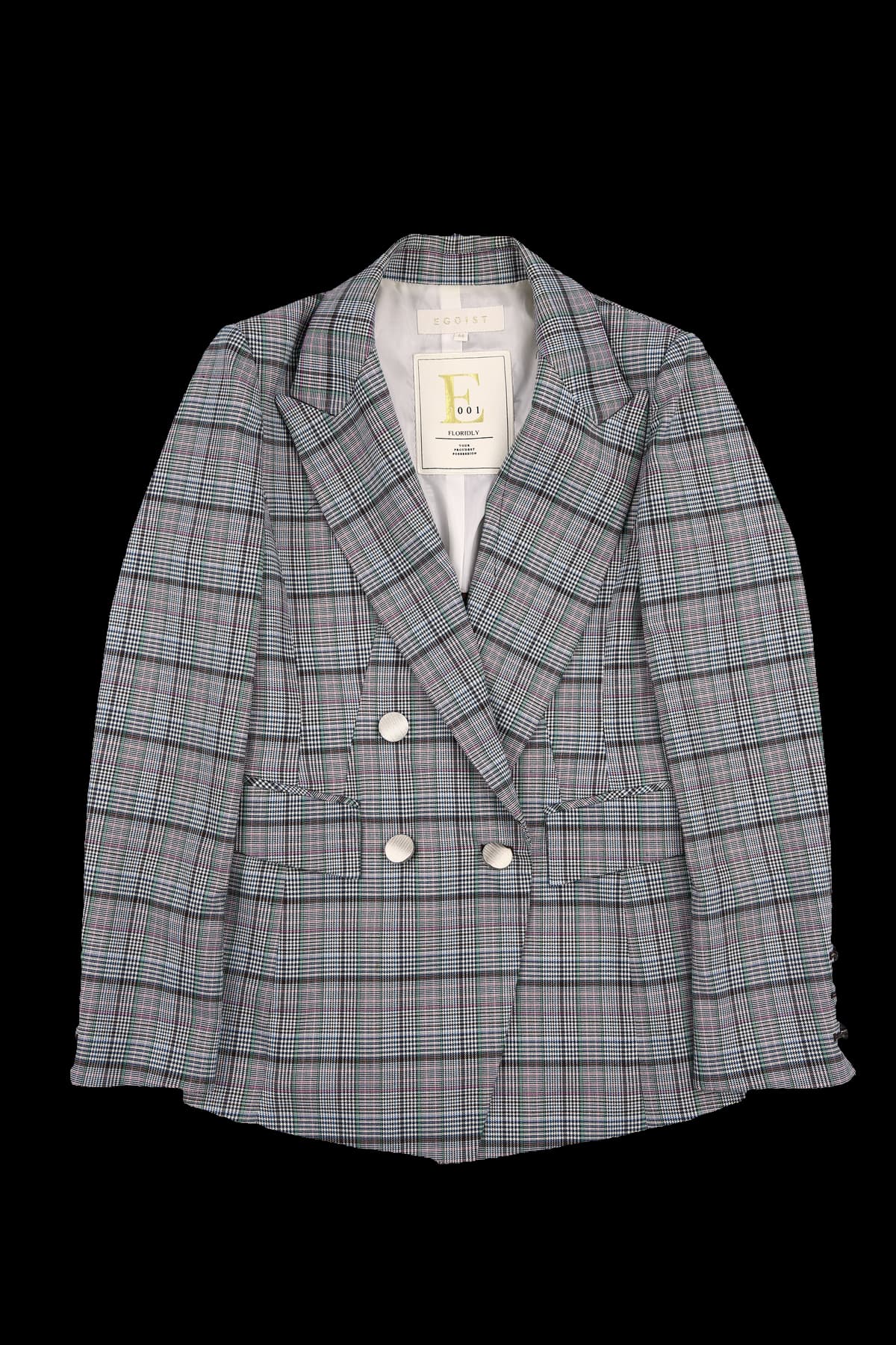 더블 버튼 체크 카라 자켓