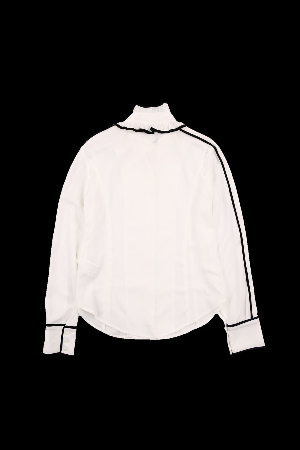 [새상품] 배색 라인 프릴 블라우스