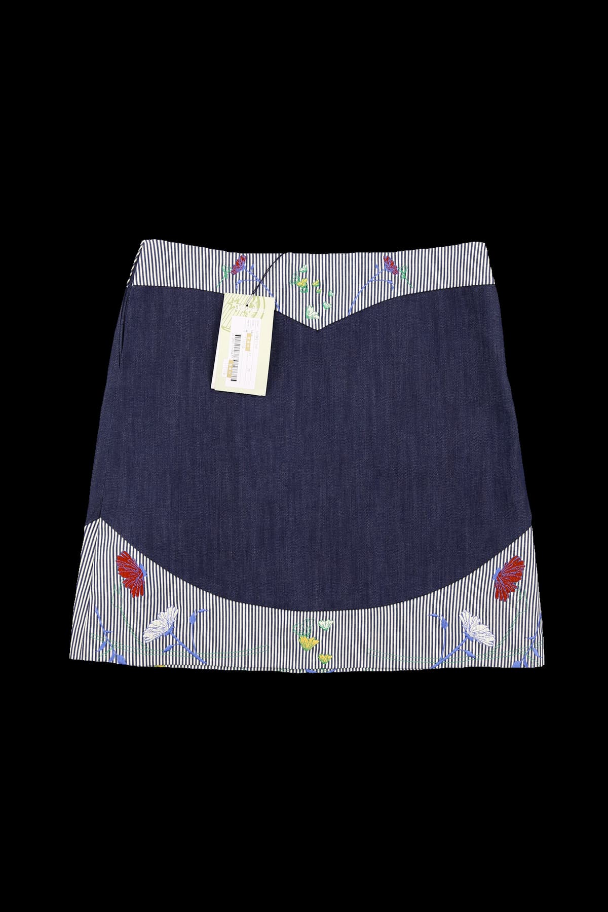 [새상품] 자수 스트라이프 데님 스커트