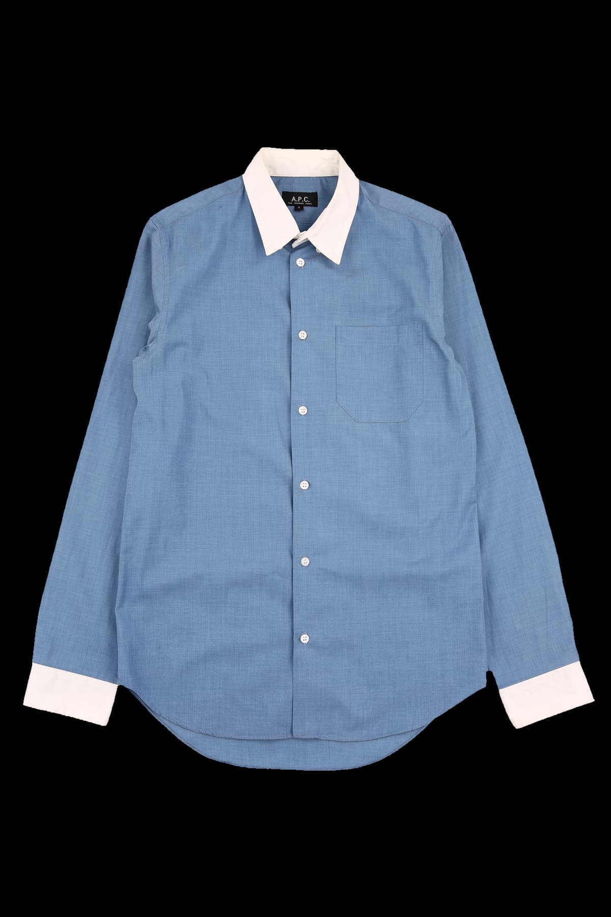 카라 배색 긴팔 셔츠