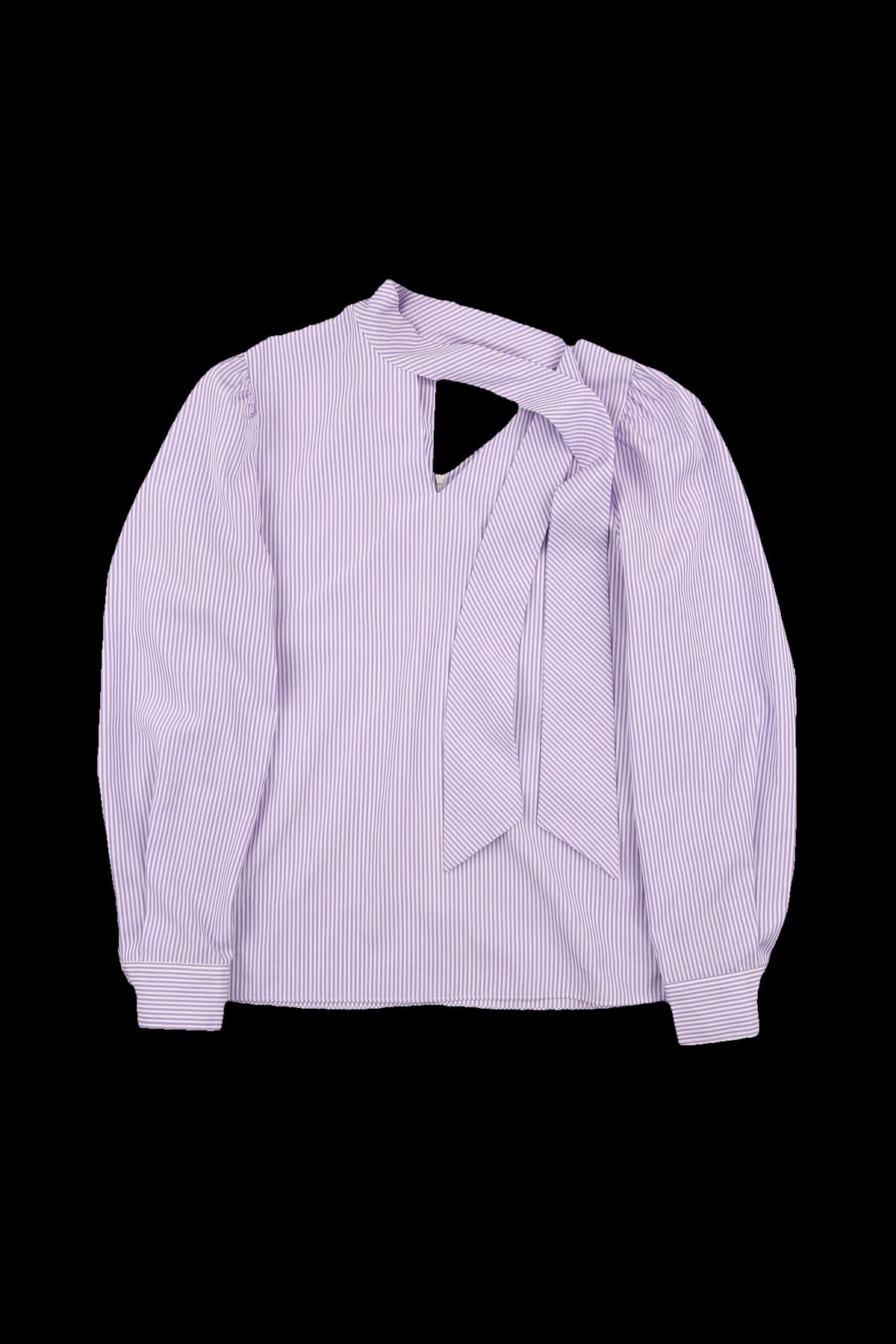 스트라이프 타이 블라우스