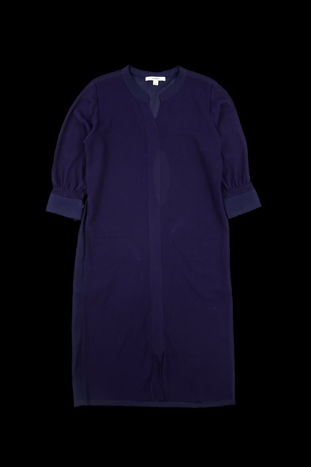 7부 니트 배색 원피스