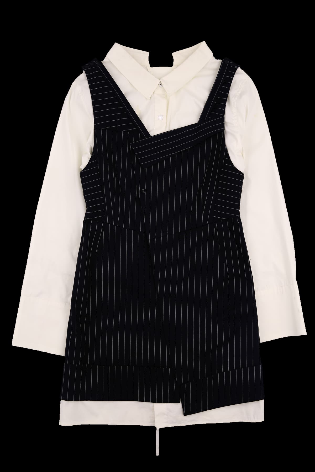 스트라이프 레이어드 셔츠 원피스