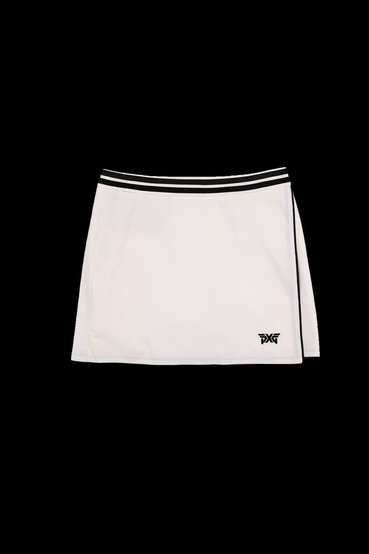 배색 라인 랩 스커트