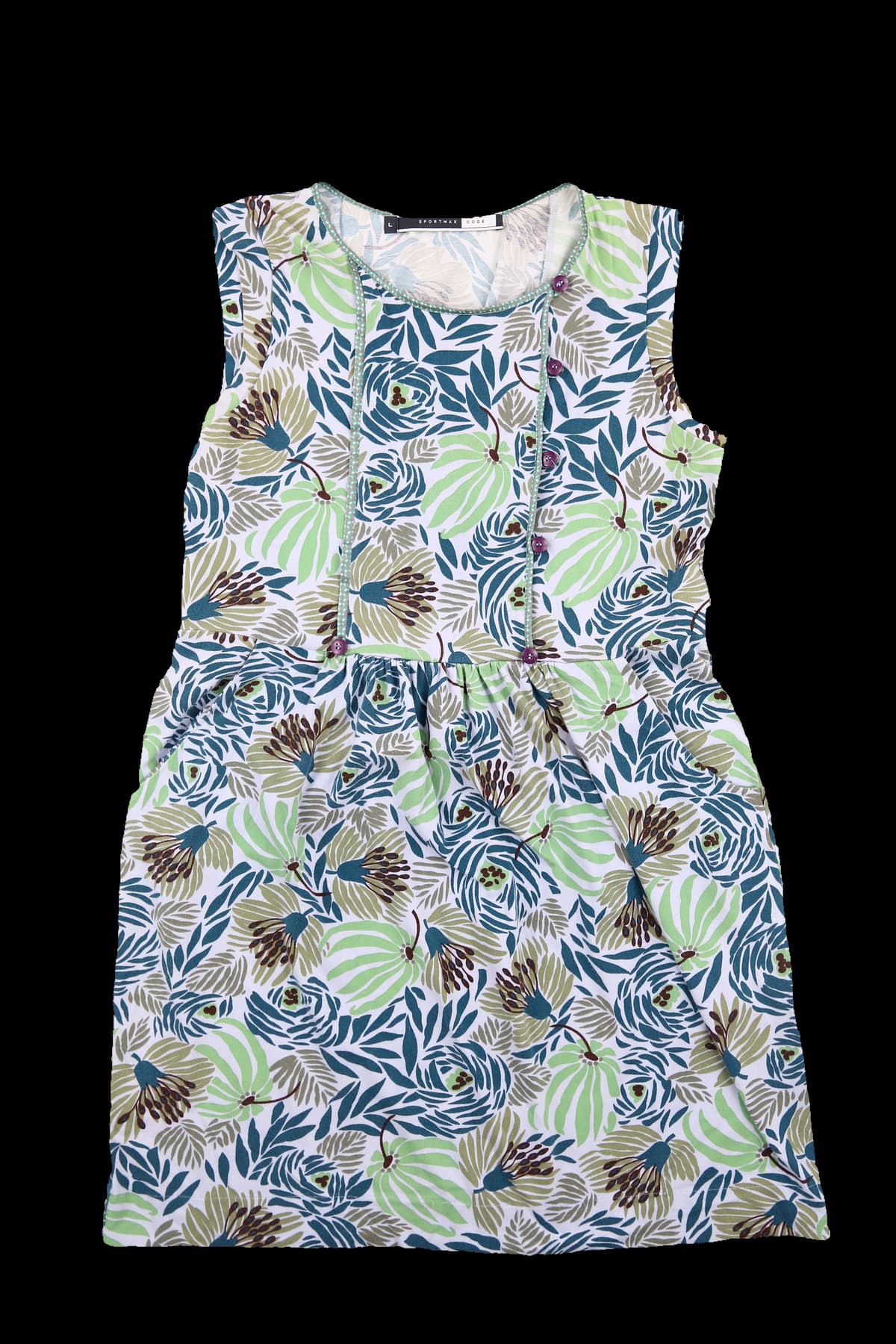 프린트 슬리브리스 원피스