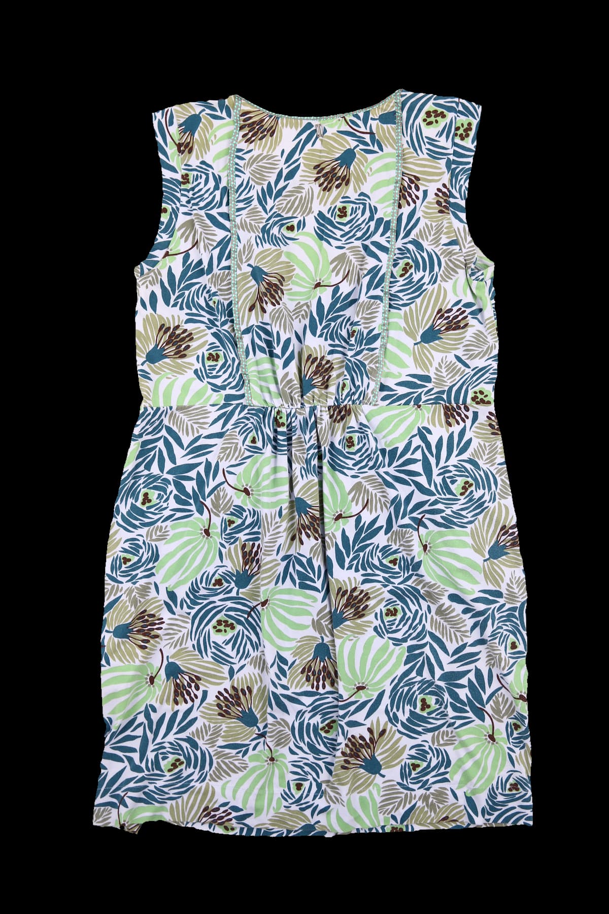 프린트 슬리브리스 원피스