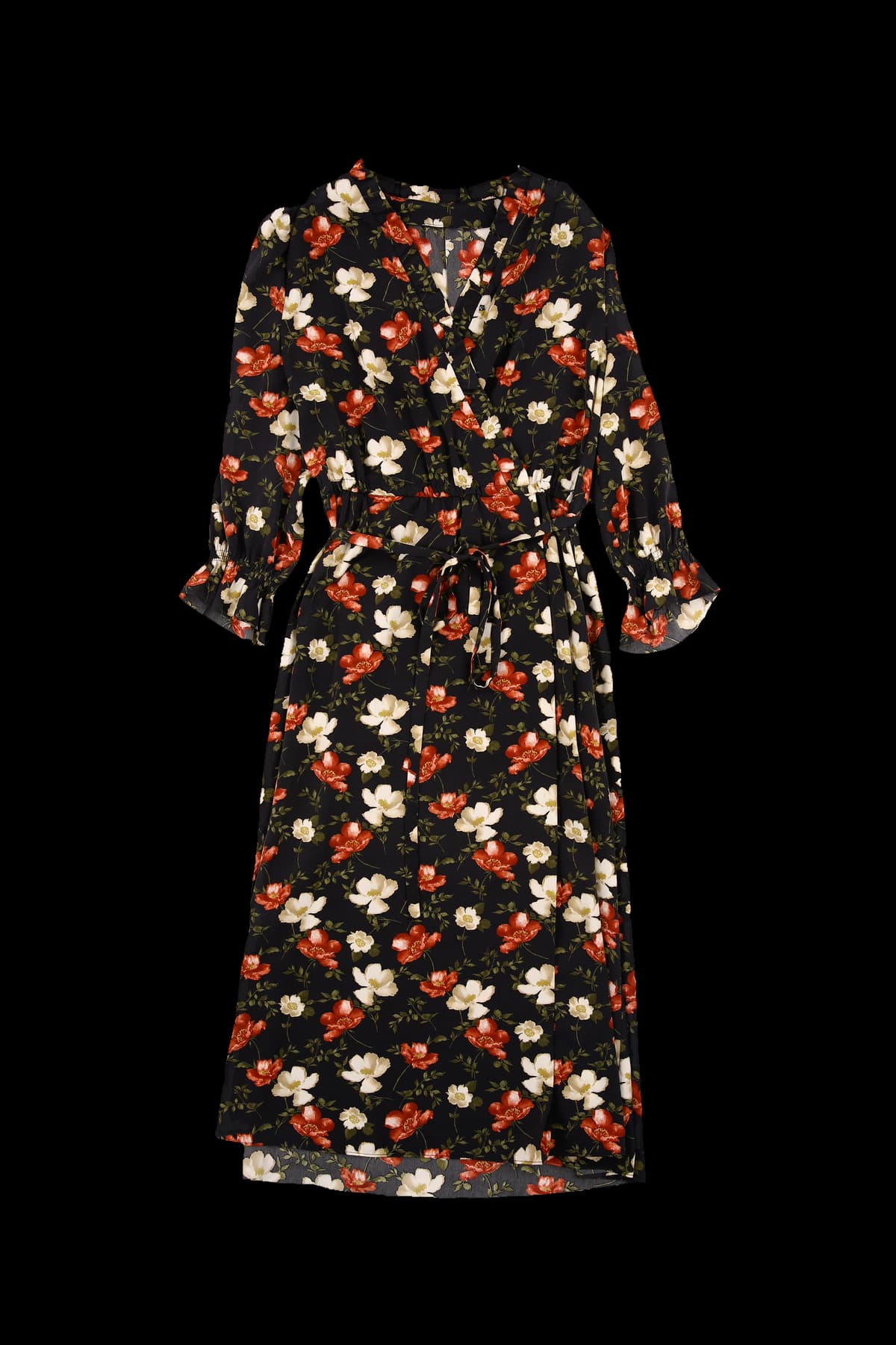 플라워 패턴 프릴 원피스