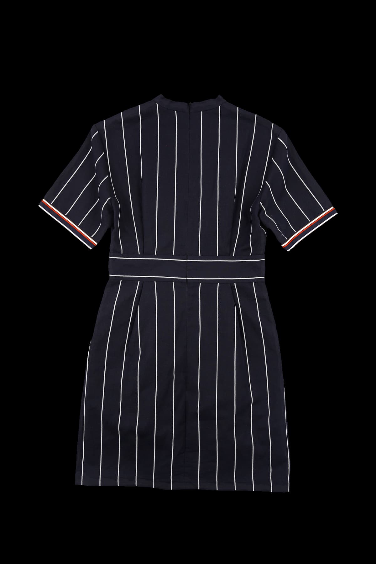 스트라이프 브이넥 반팔 원피스