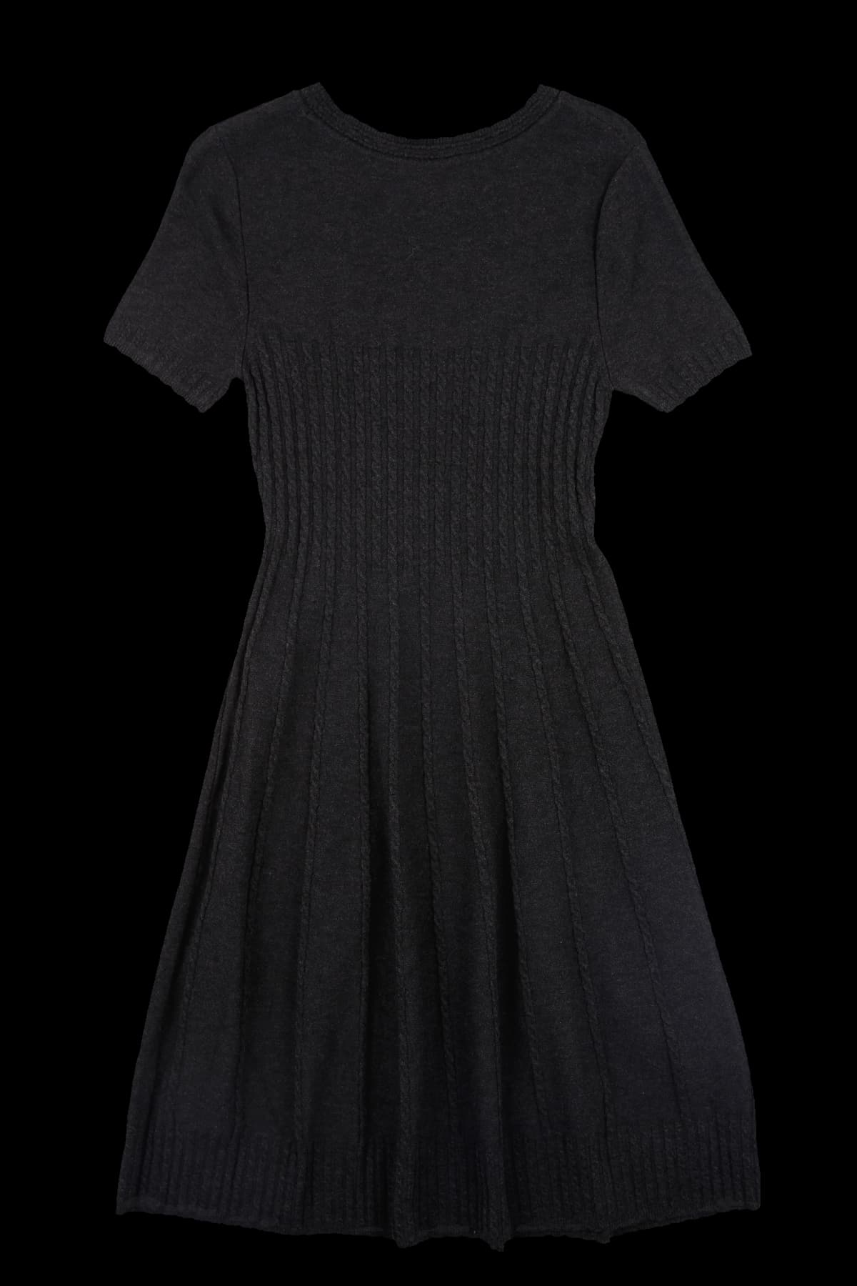 케이블 니트 반팔 원피스