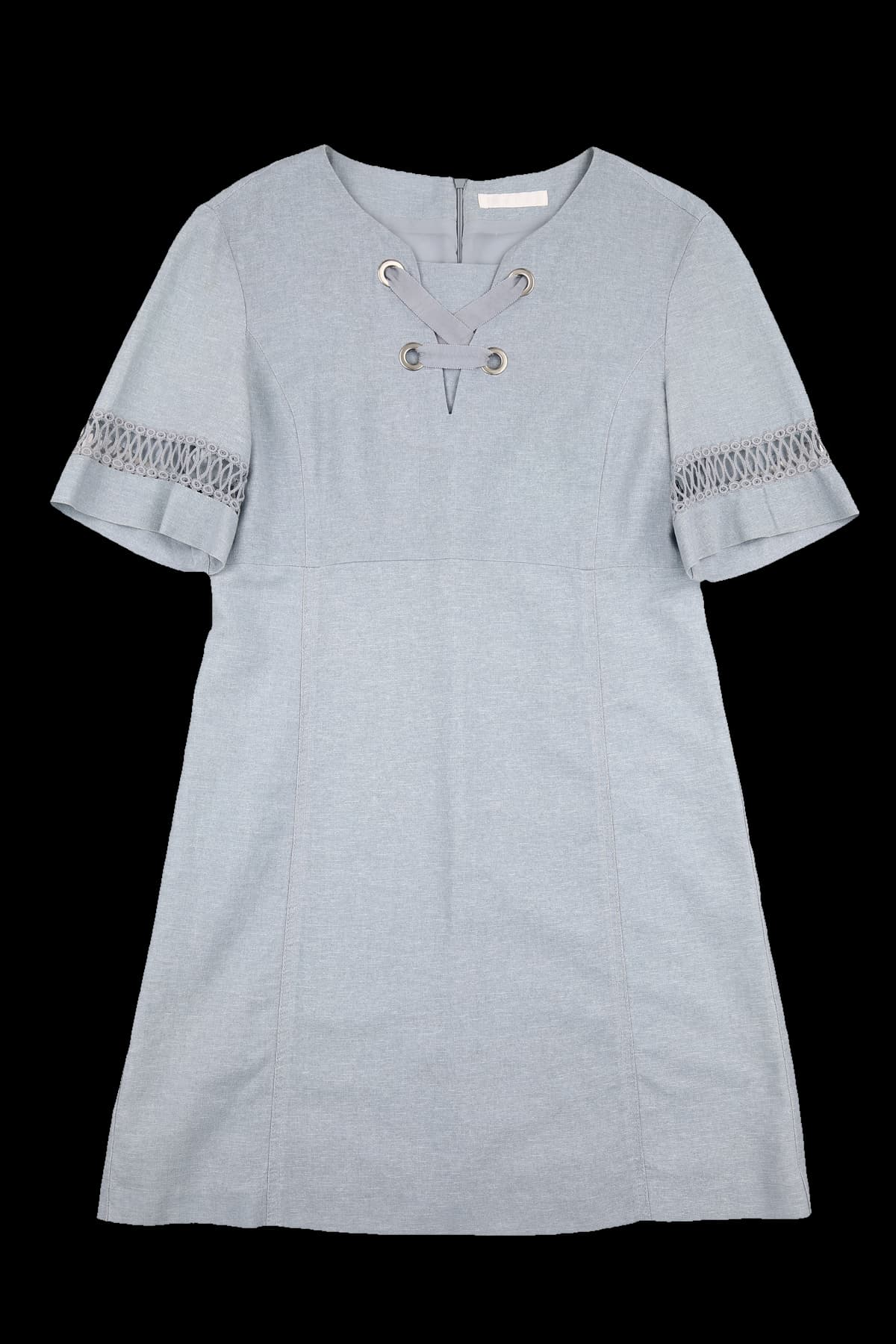 아일렛 레이스 반팔 원피스