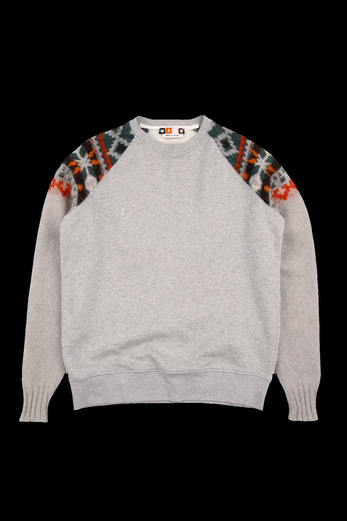 니트 믹스 기모 스웨트셔츠