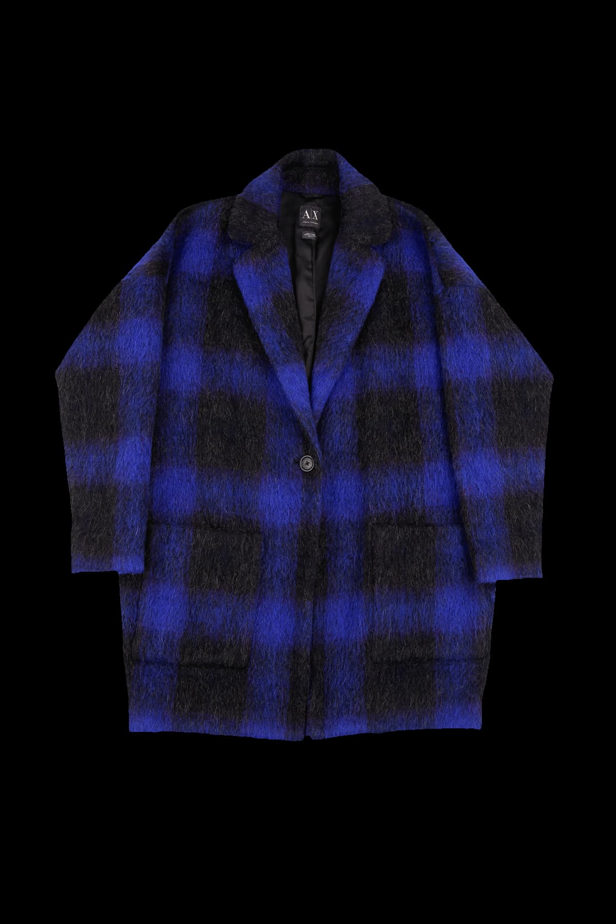 루즈핏 블루 체크 코트