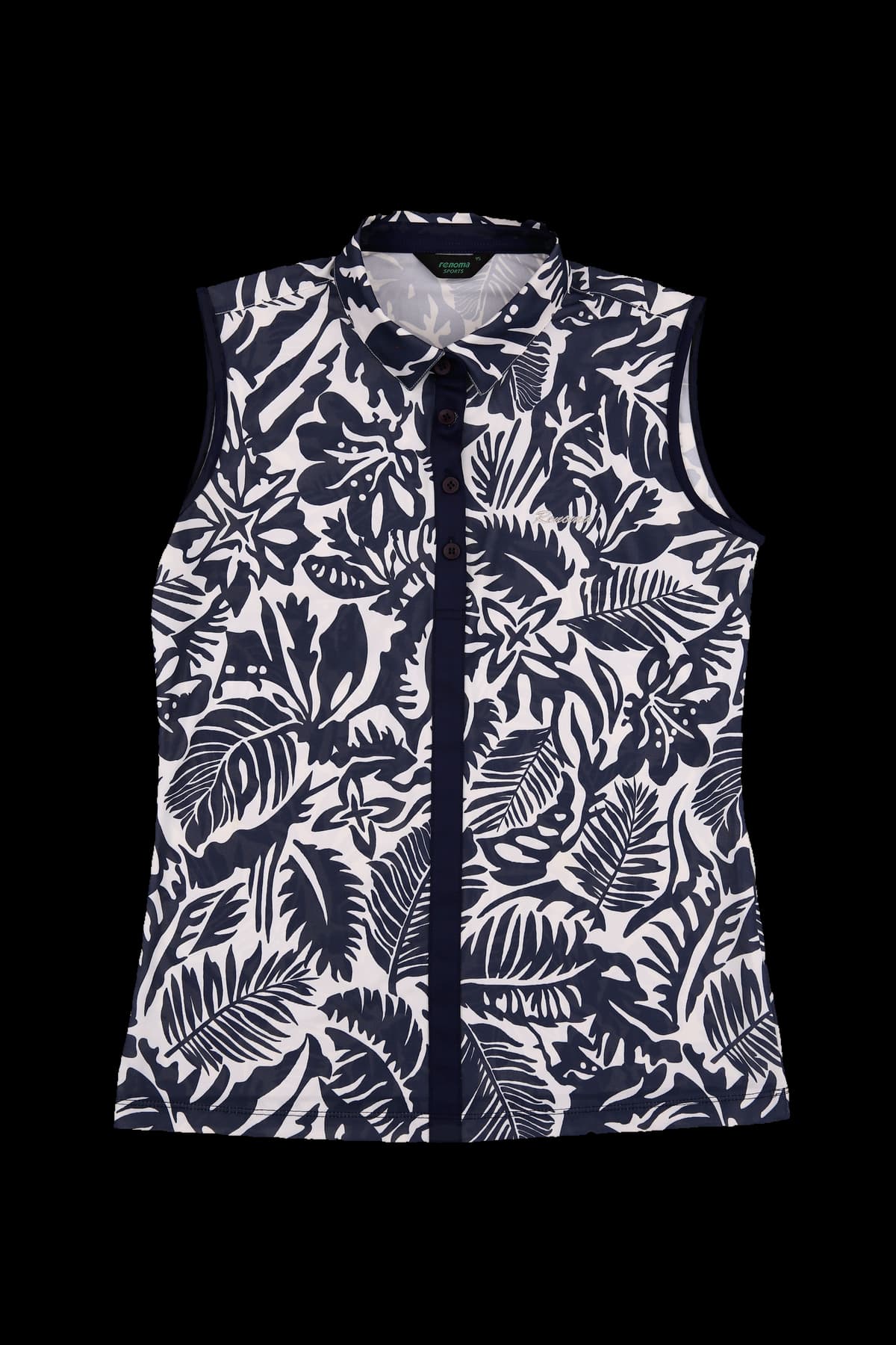 패턴 민소매 카라티