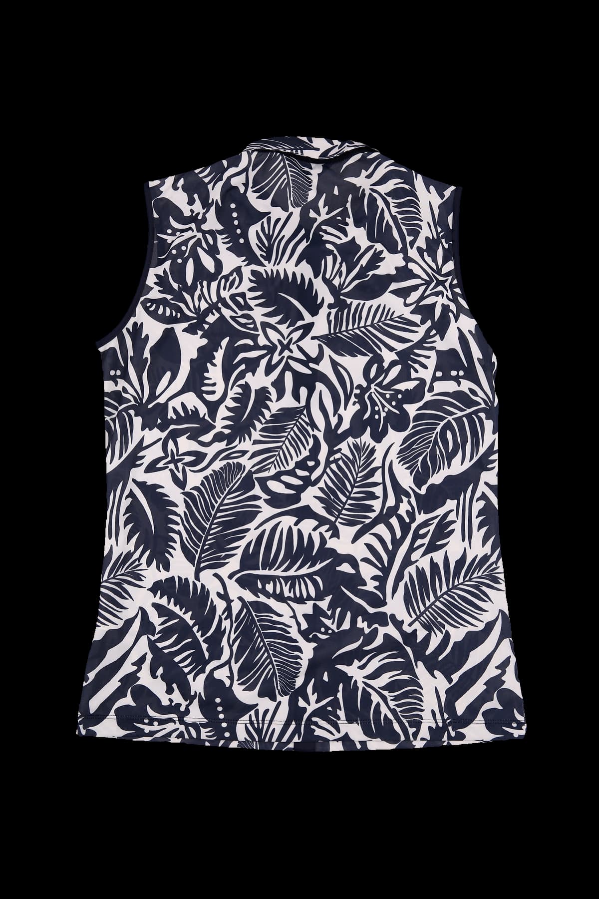 패턴 민소매 카라티