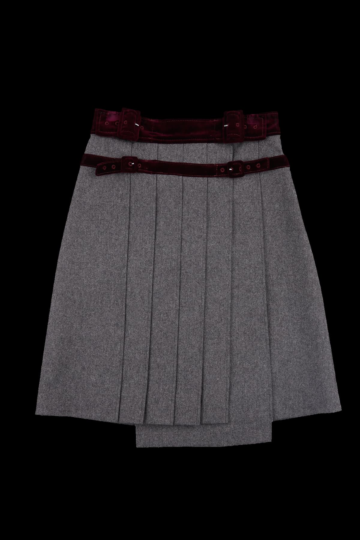 플리츠 미디 스커트