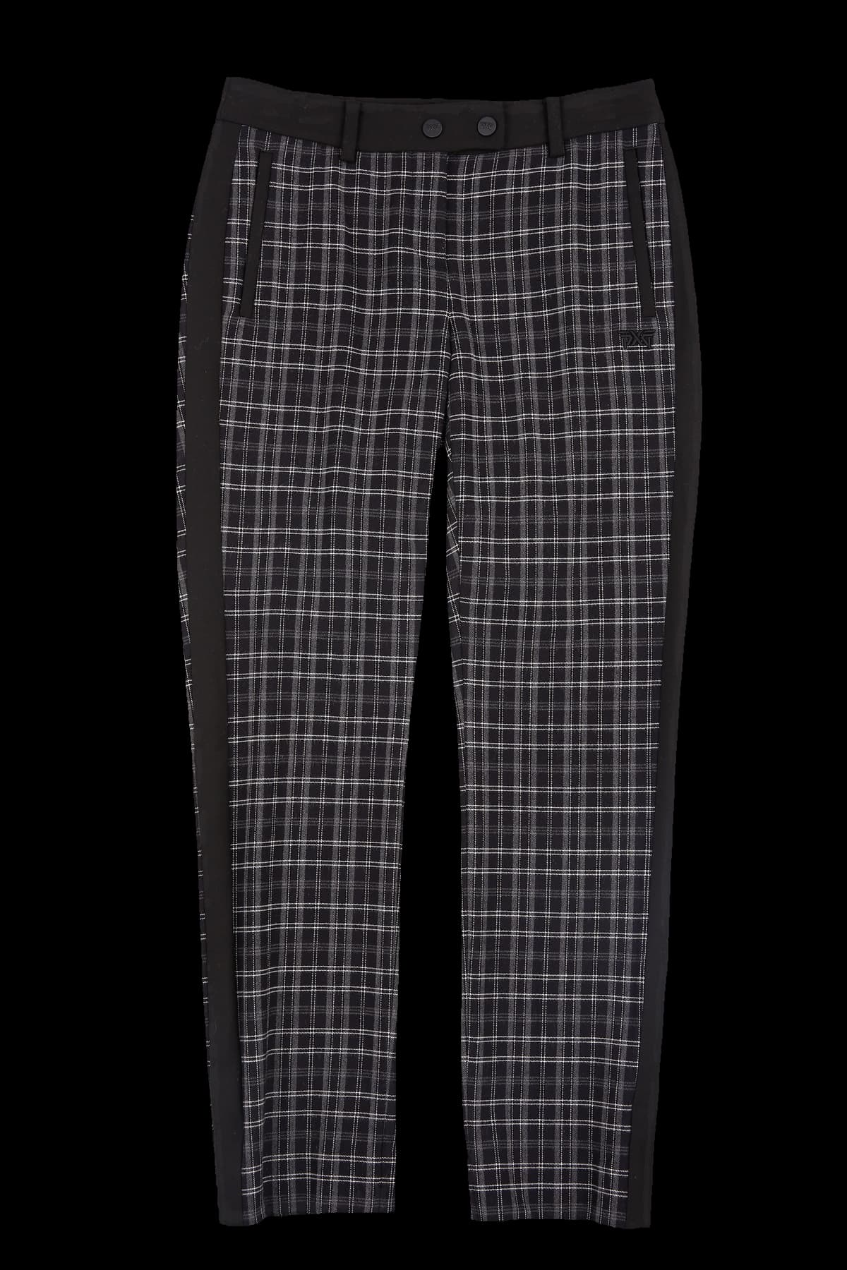 배색 체크 팬츠