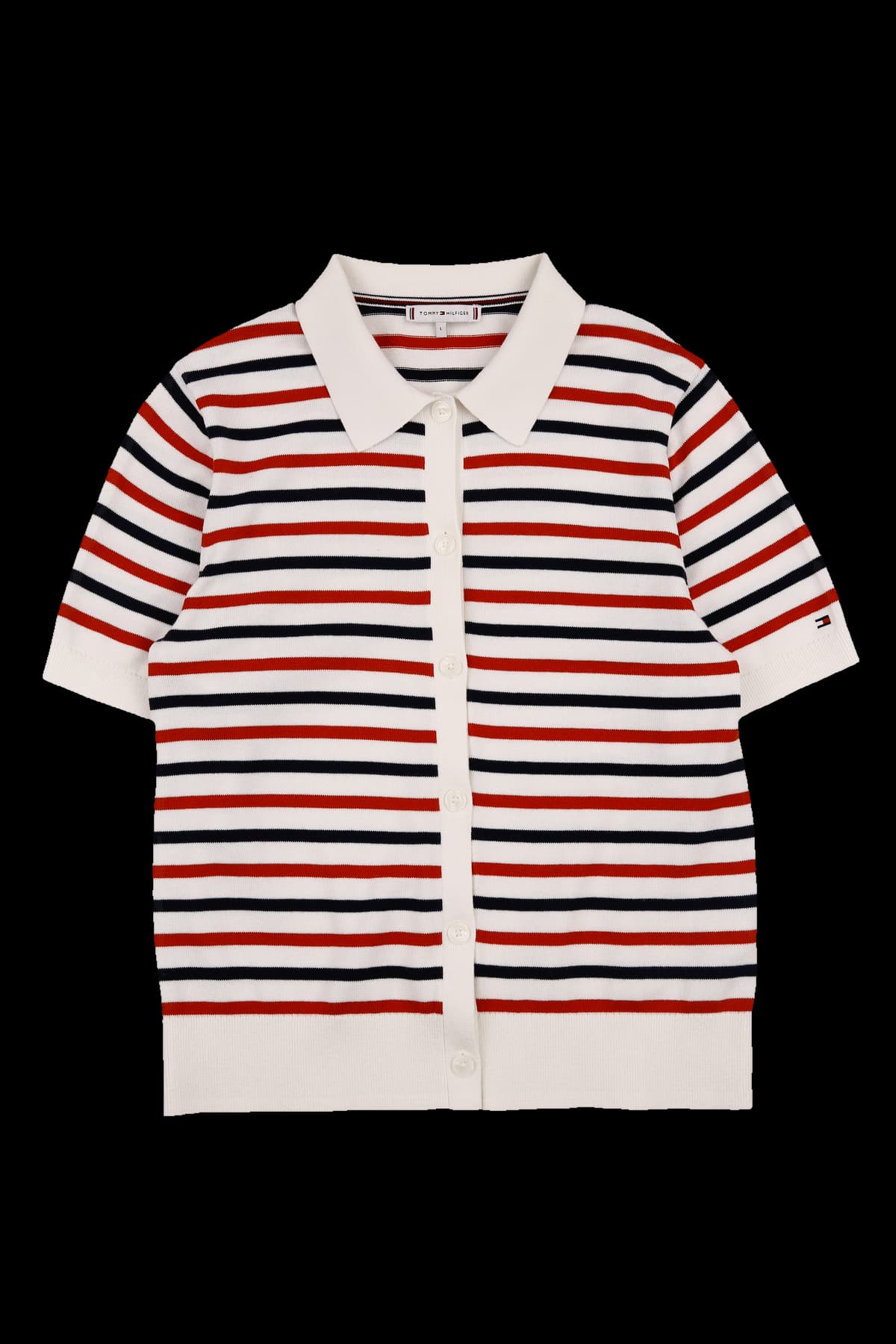 스트라이프 반팔 가디건