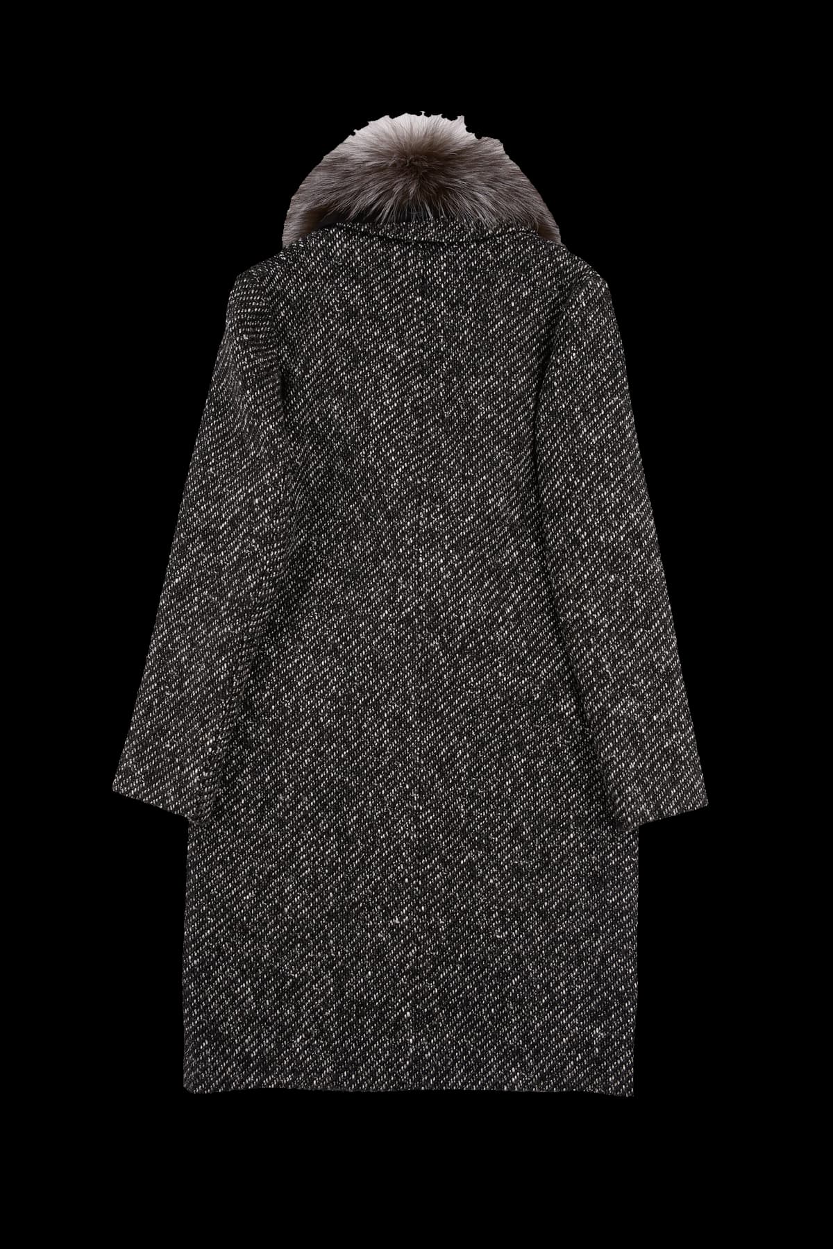 퍼 트위드 롱 코트 