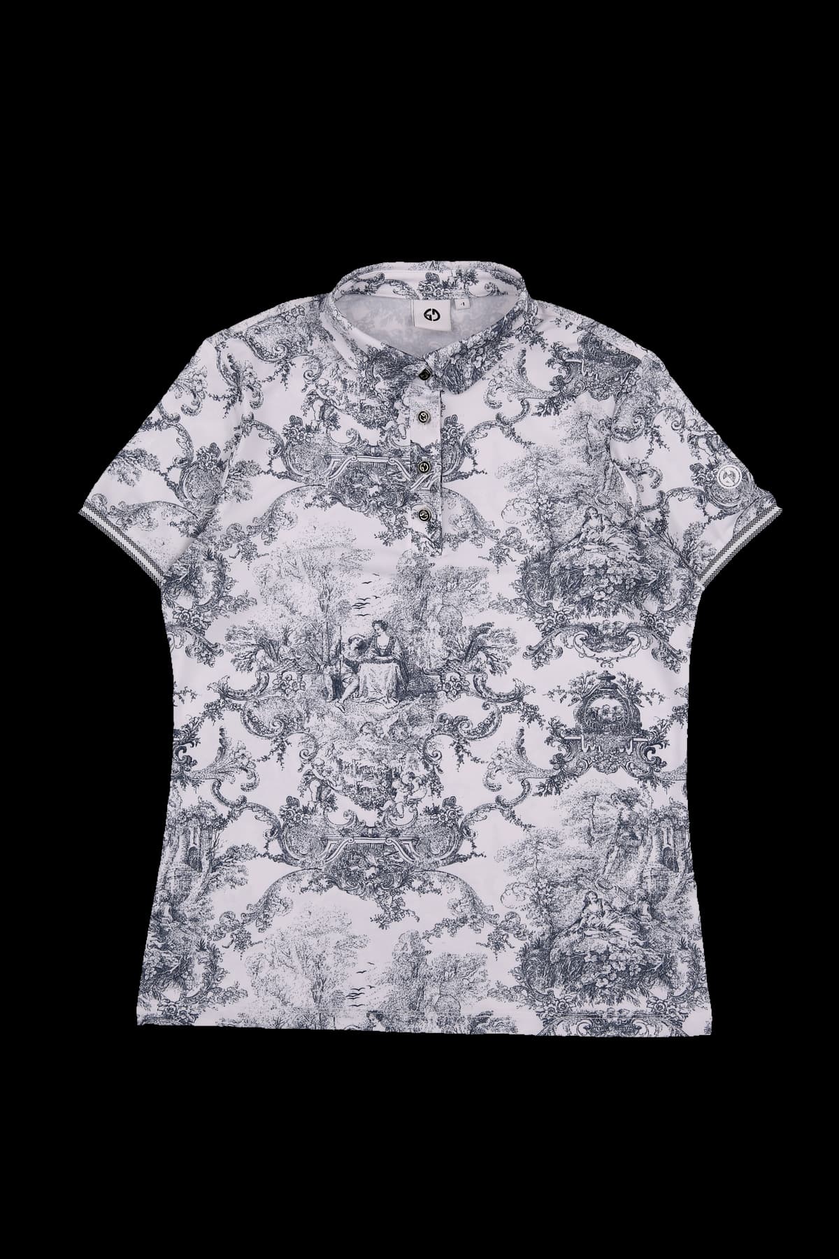 네이처 모티브 프린트 카라 반팔 티셔츠