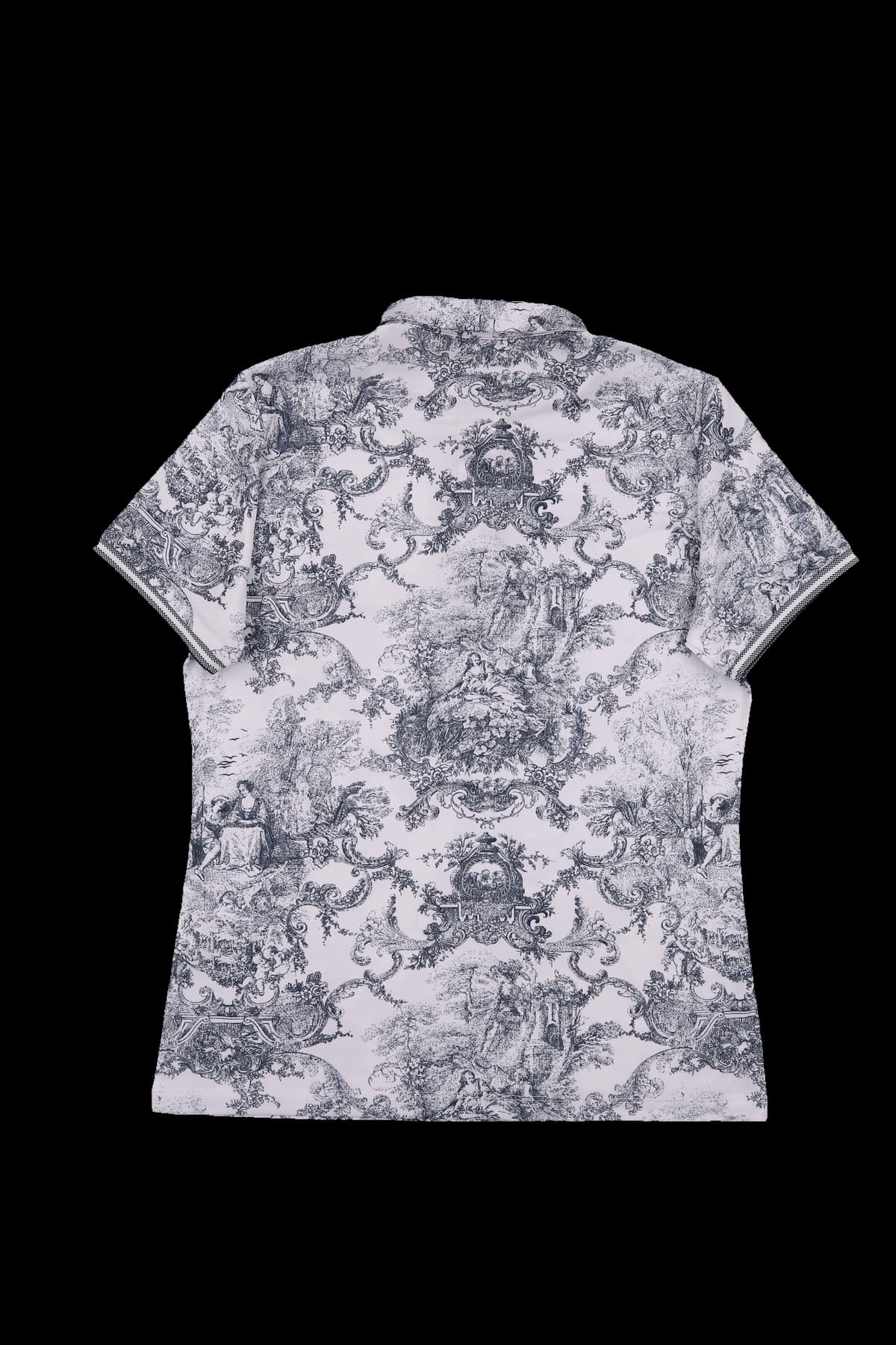 네이처 모티브 프린트 카라 반팔 티셔츠