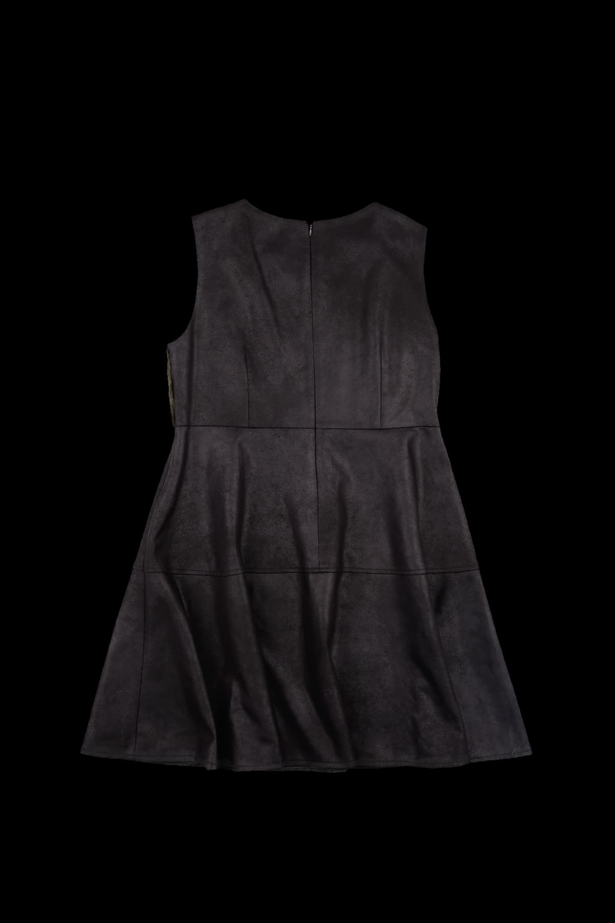 [새상품] 배색 퍼 레더 원피스