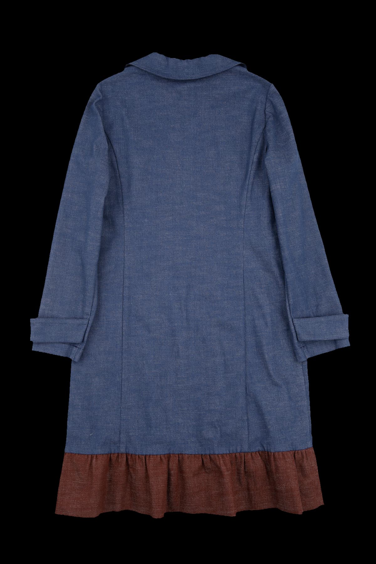 [새상품] 배색 프릴 데님 카라 원피스