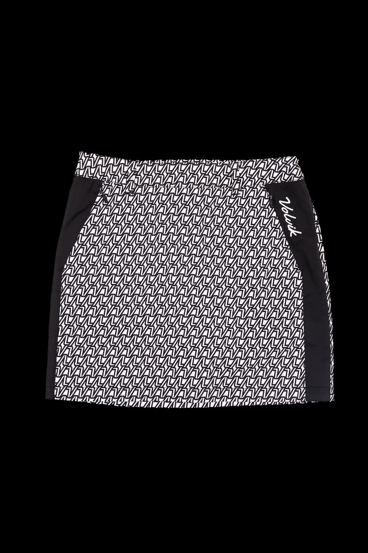 프린팅 배색 스커트