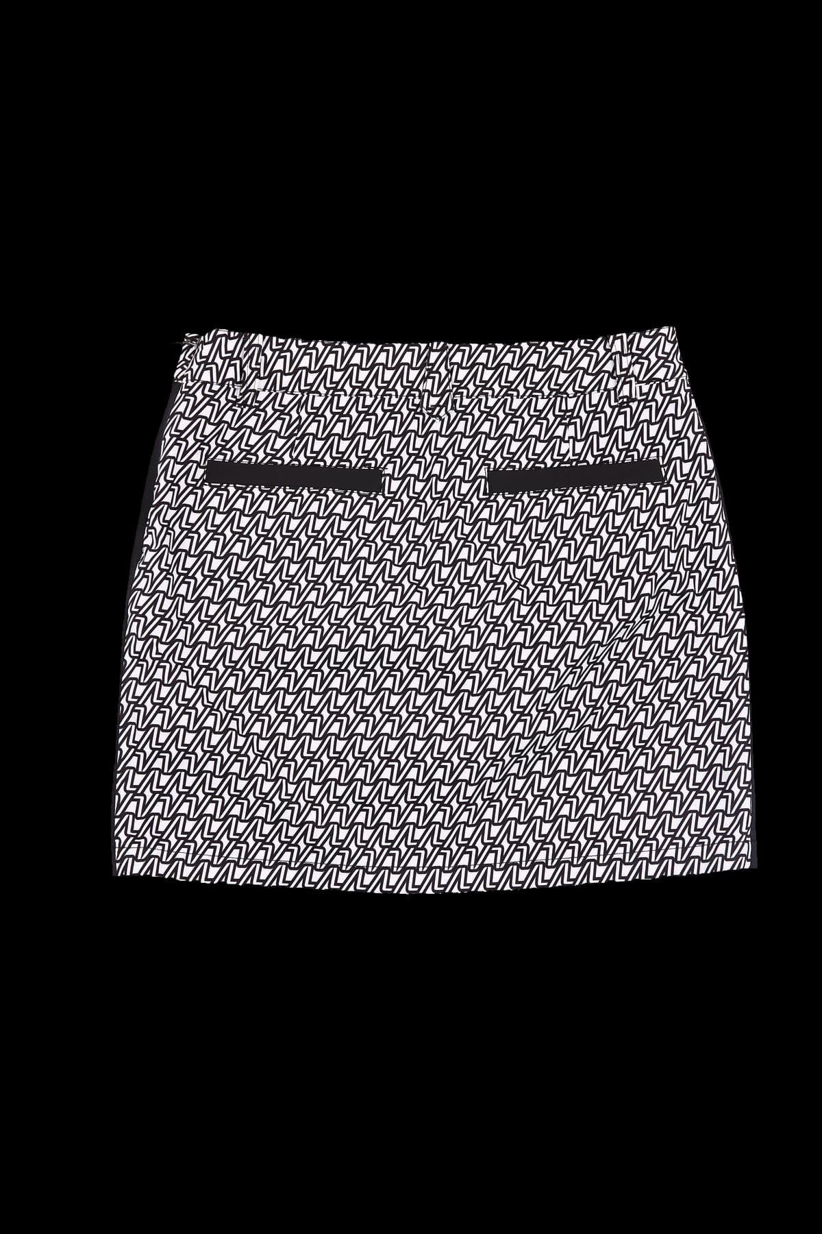 프린팅 배색 스커트