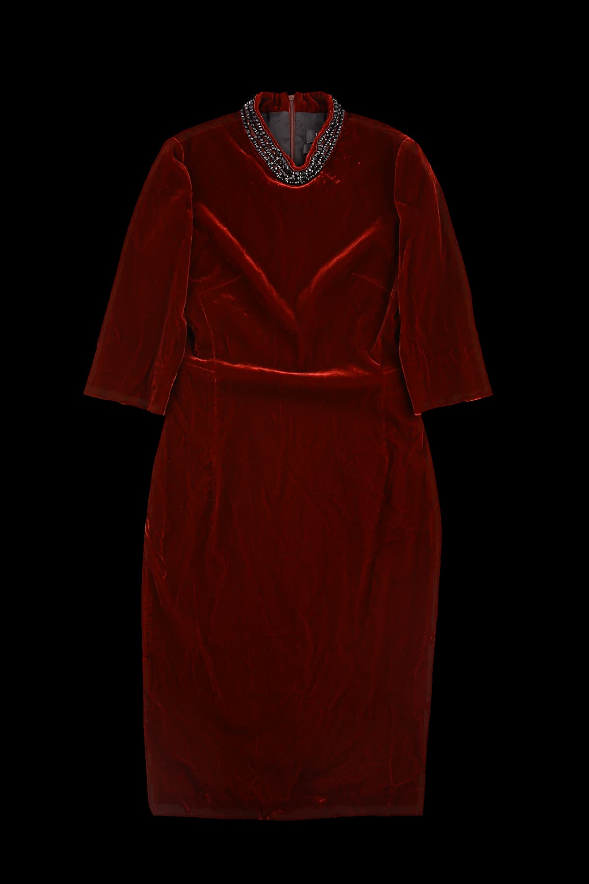 비즈 장식 벨벳 원피스